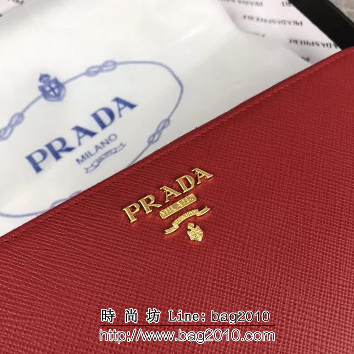 PRADA普拉達 經典款 頂級原單十字紋牛皮 時尚單拉鏈錢包 1ML506 DD1496